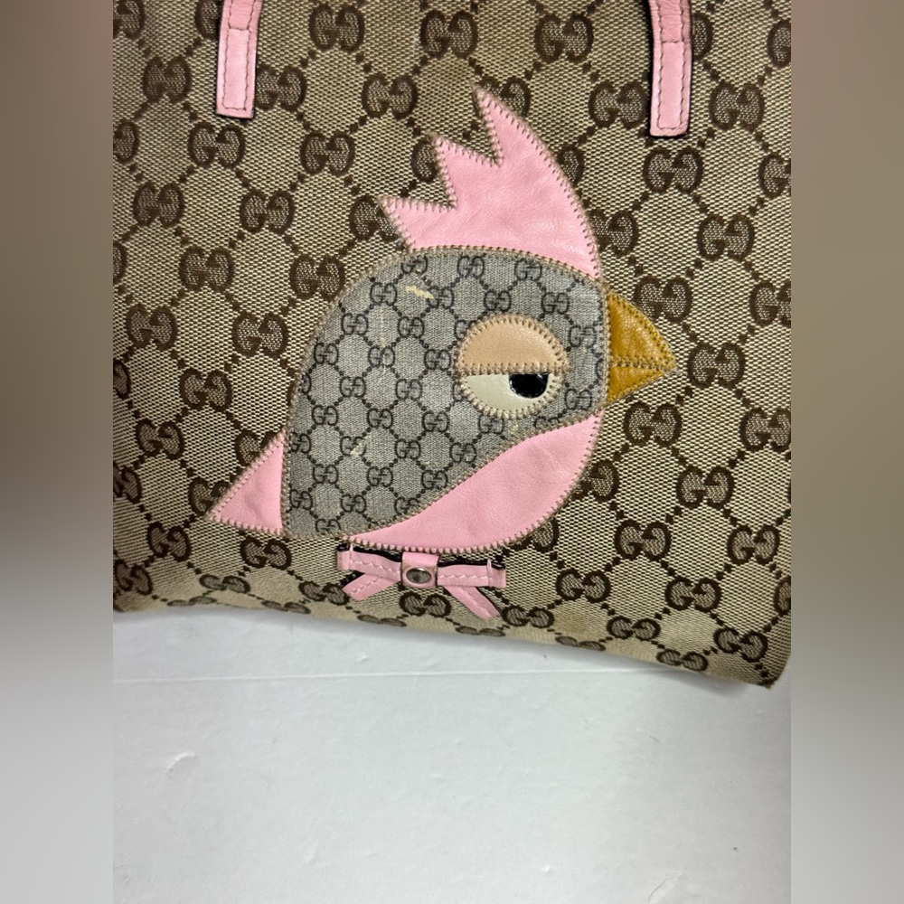 GUCCI GG Monogram Mini Zoo Bird Tote Pink - Picture 2 of 16